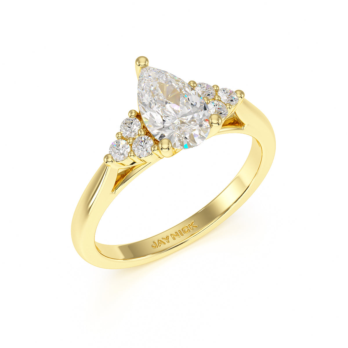 Pear Trefoil Engagement Ring