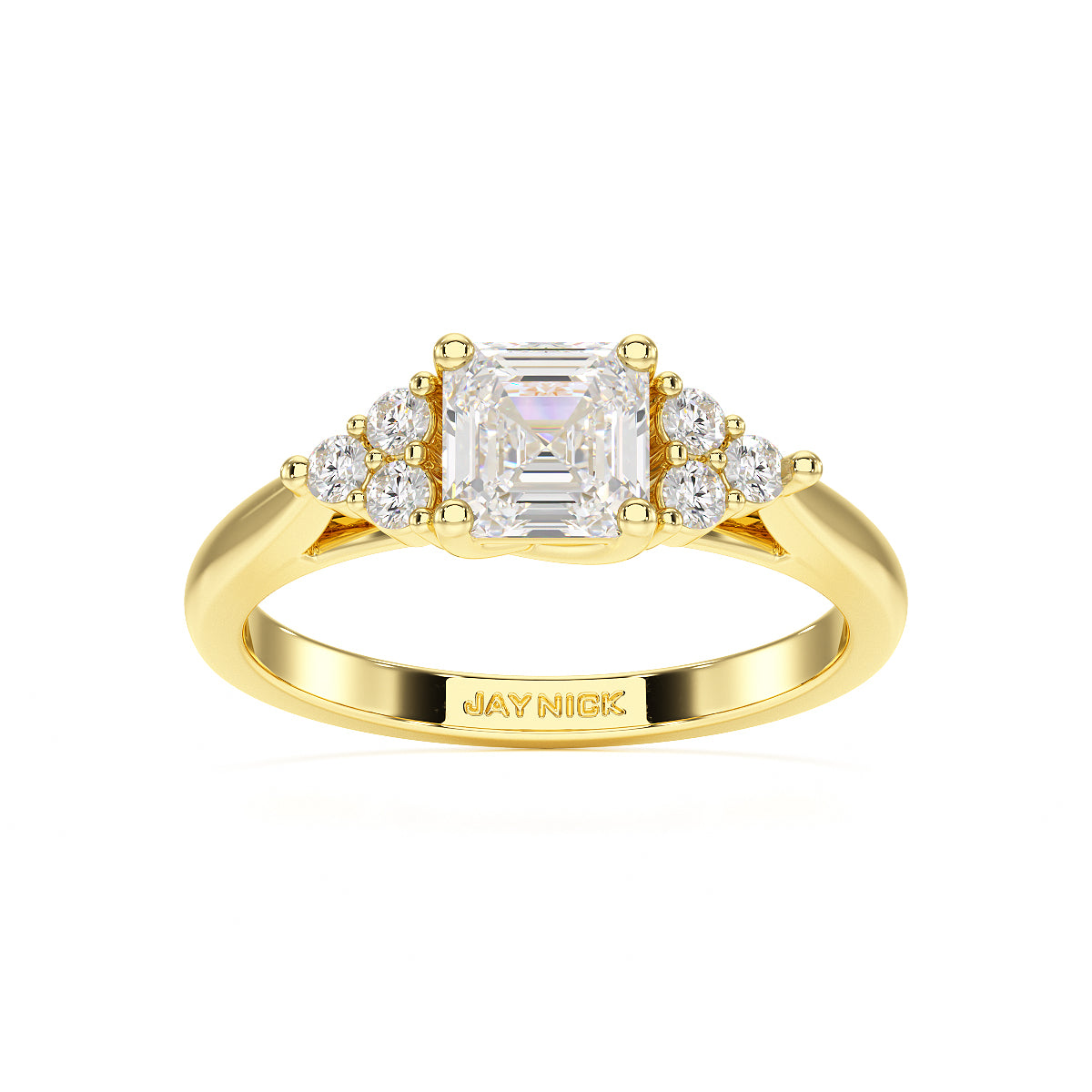 Asscher Trefoil Engagement Ring