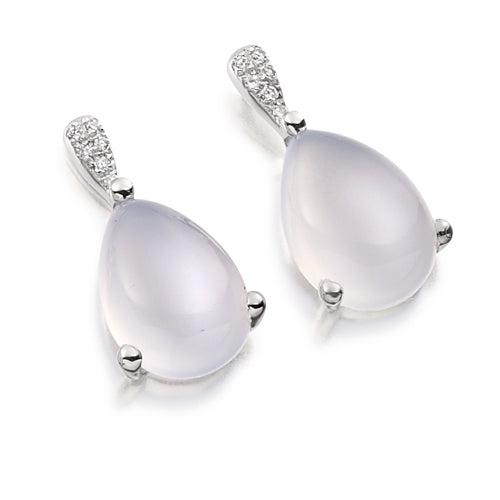 Moonstone &amp; Diamond Drop Earrings