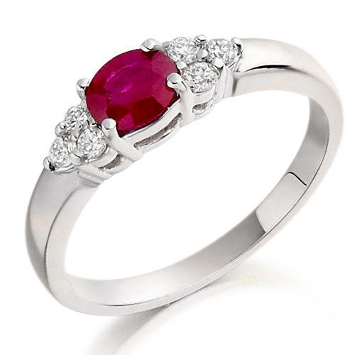 Ruby &amp; Diamond Trefoil Ring