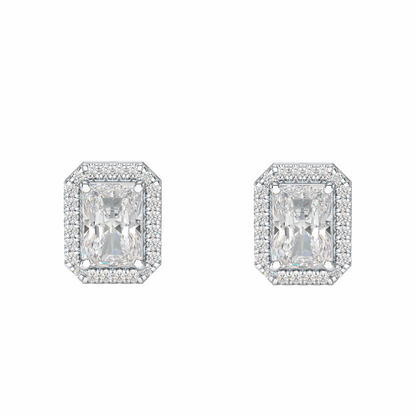 Halo Radiant Solitaire Stud Earrings