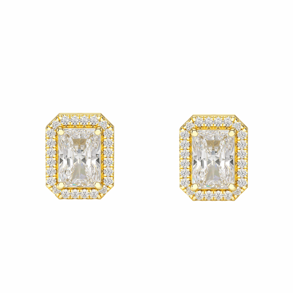 Halo Radiant Solitaire Stud Earrings