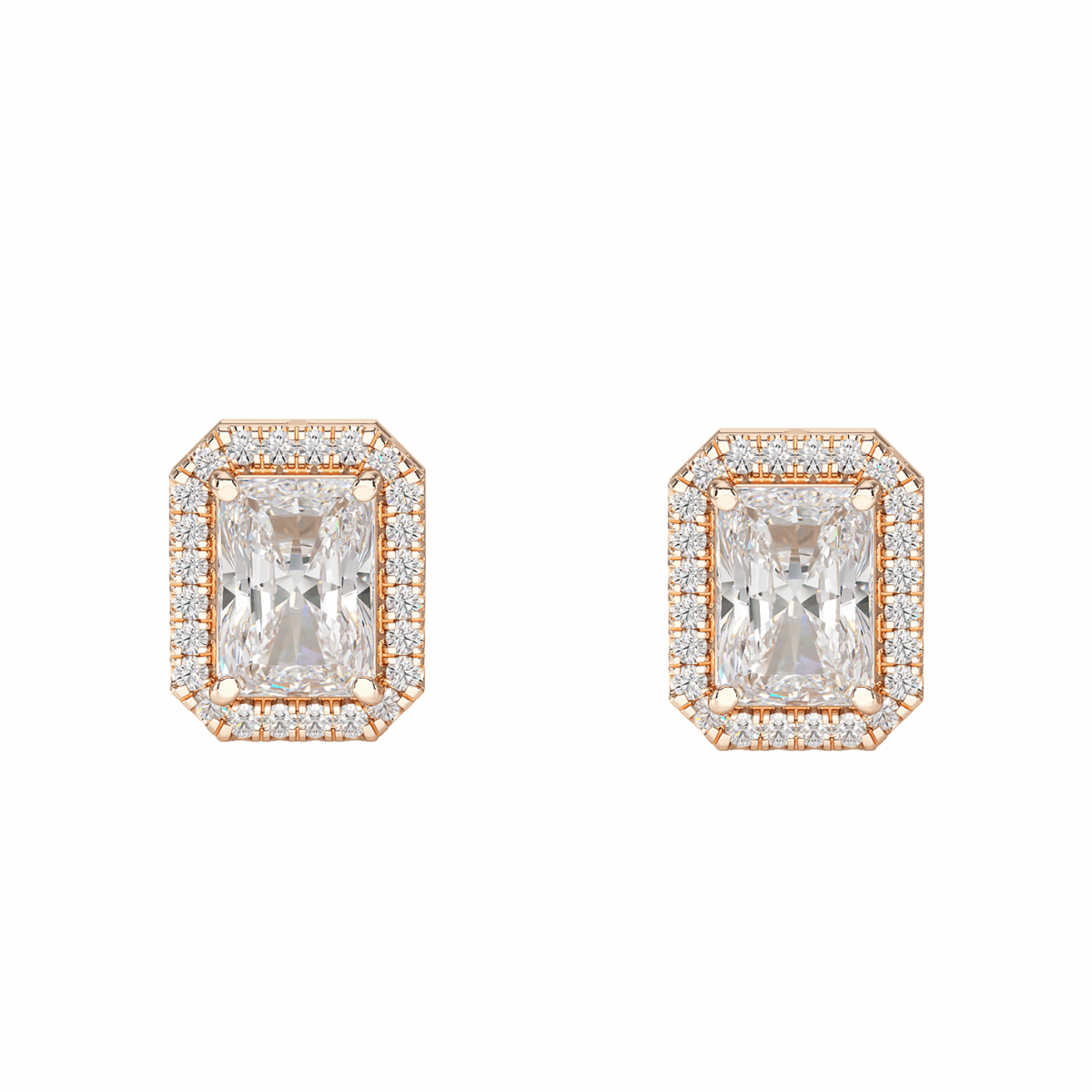 Halo Radiant Solitaire Stud Earrings