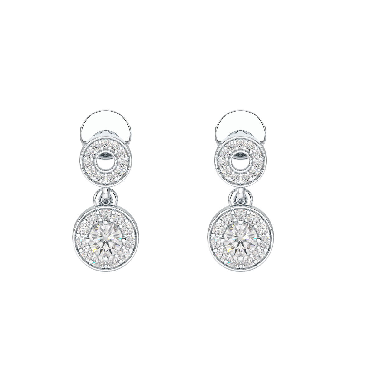 Round Halo Drop Earring