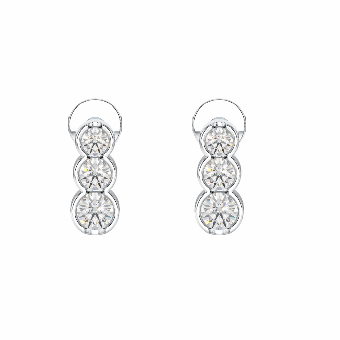 Bezel Set Graduated Earrings