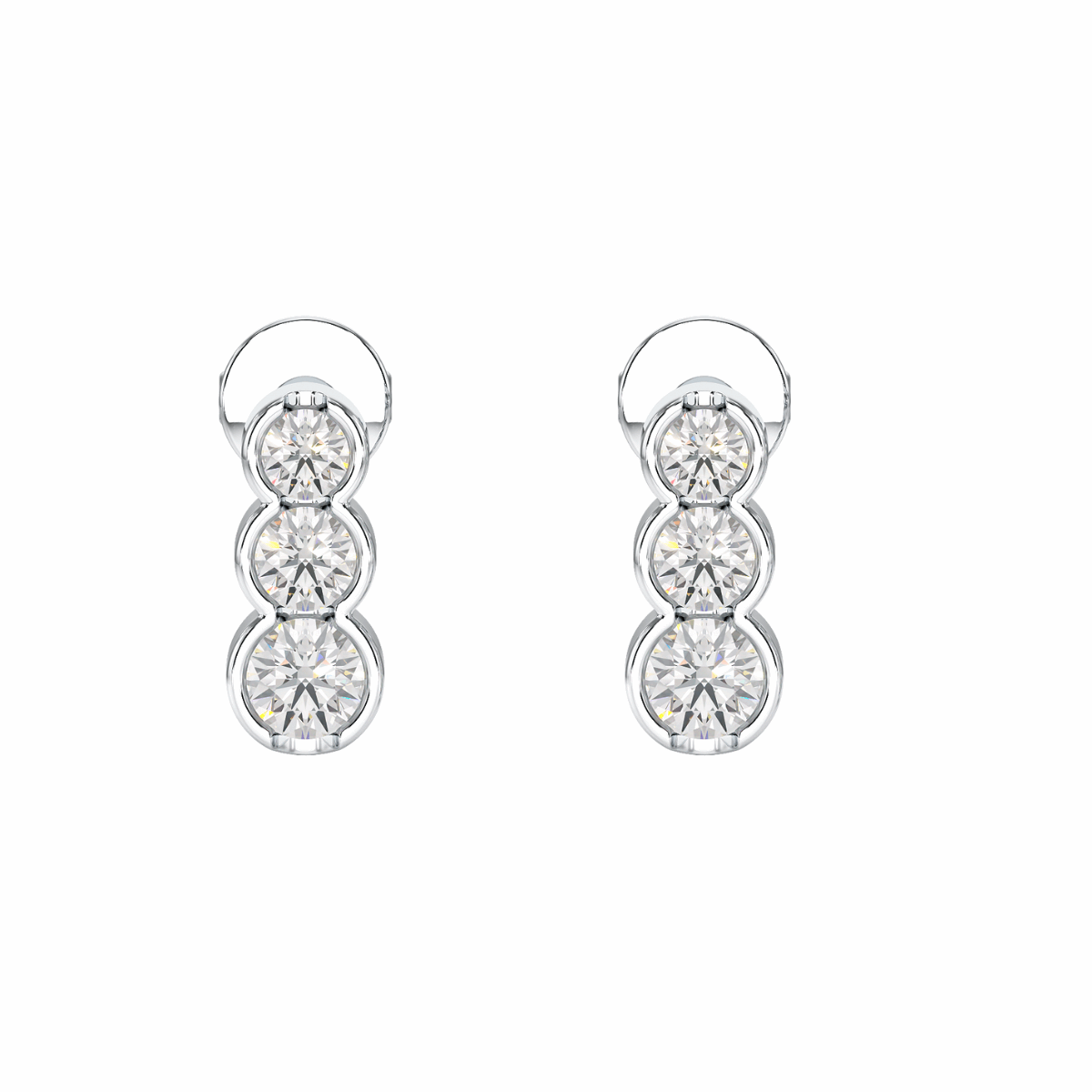 Bezel Set Graduated Earrings