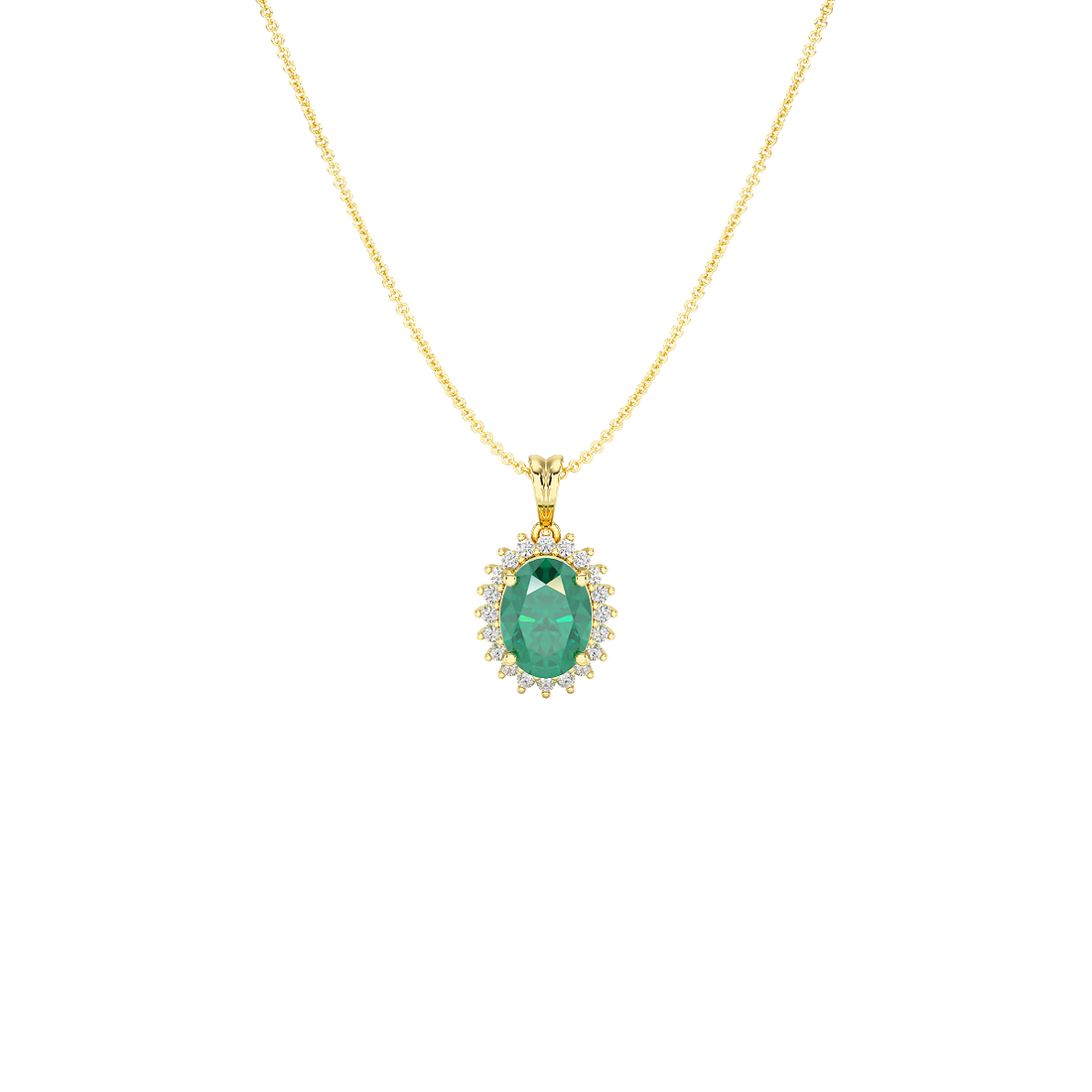 Oval Emerald Sunburst Pendant