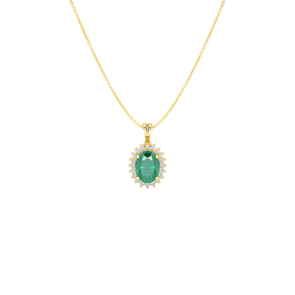 Oval Emerald Sunburst Pendant