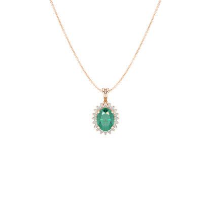 Oval Emerald Sunburst Pendant