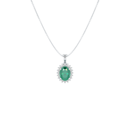 Oval Emerald Sunburst Pendant