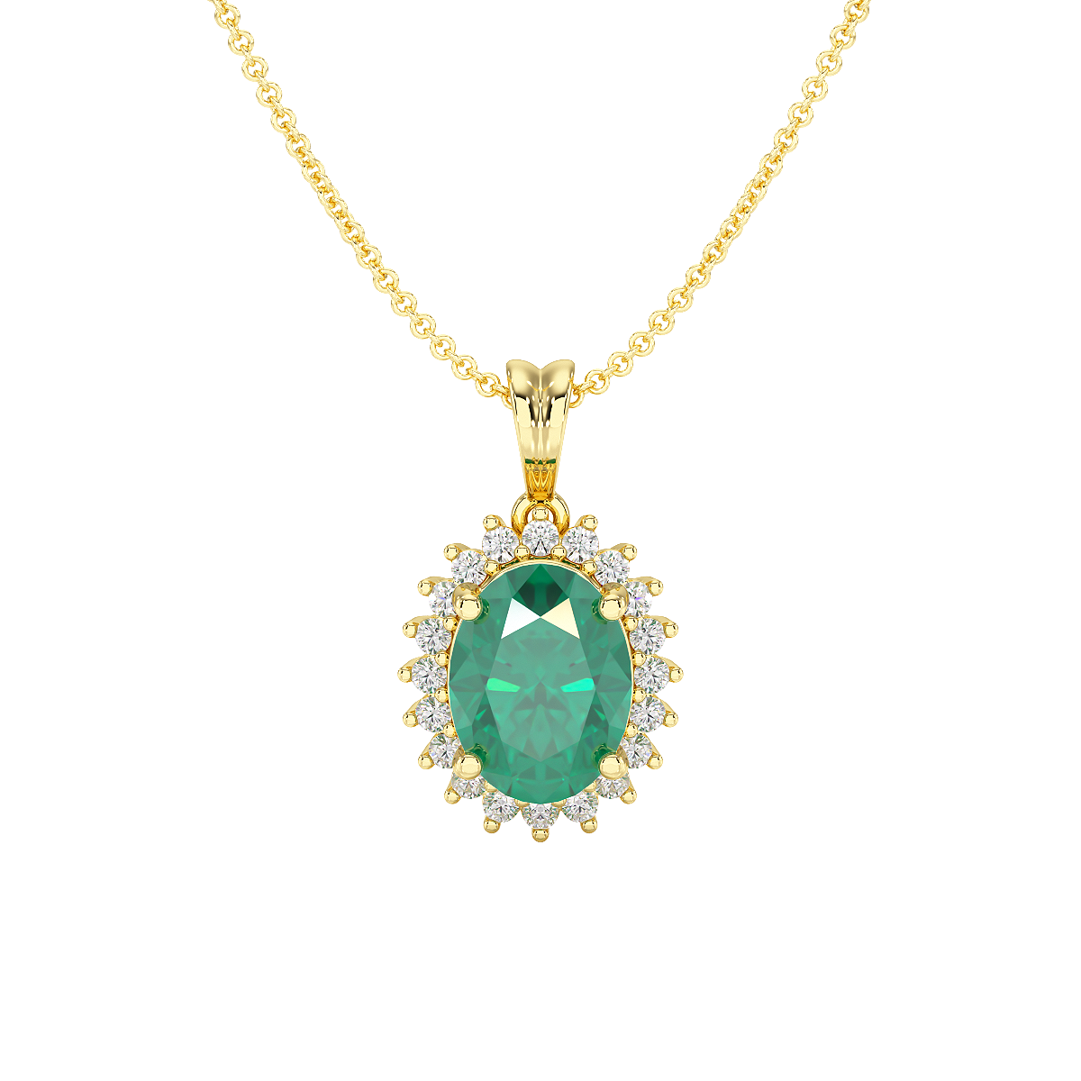 Large Oval Emerald Sunburst Pendant