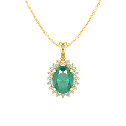 Oval Emerald Sunburst Pendant