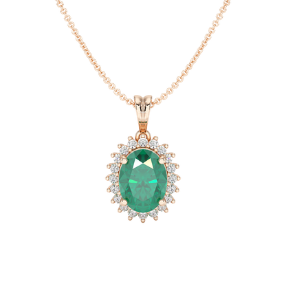 Oval Emerald Sunburst Pendant