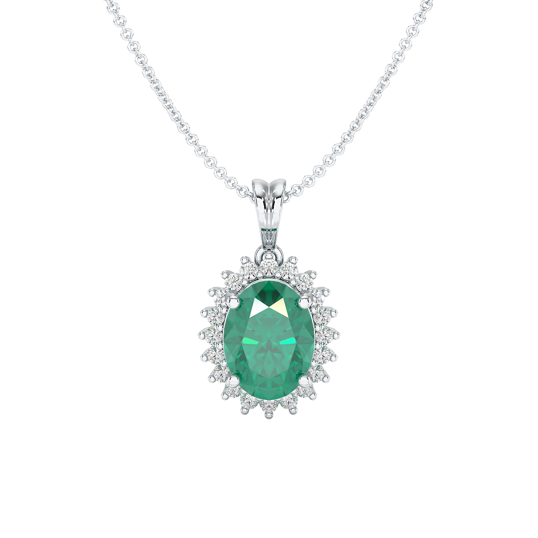 Large Oval Emerald Sunburst Pendant