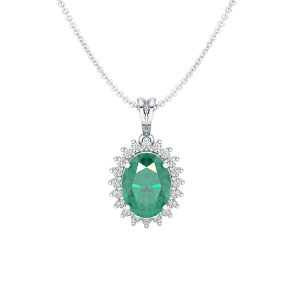 Large Oval Emerald Sunburst Pendant