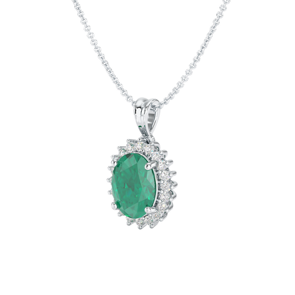 Large Oval Emerald Sunburst Pendant