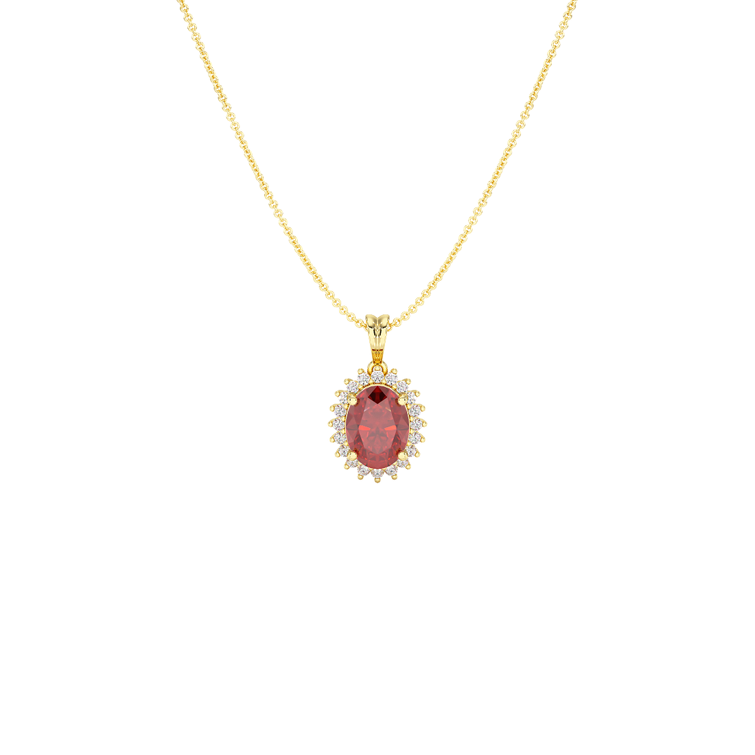 Oval Ruby Sunburst Pendant