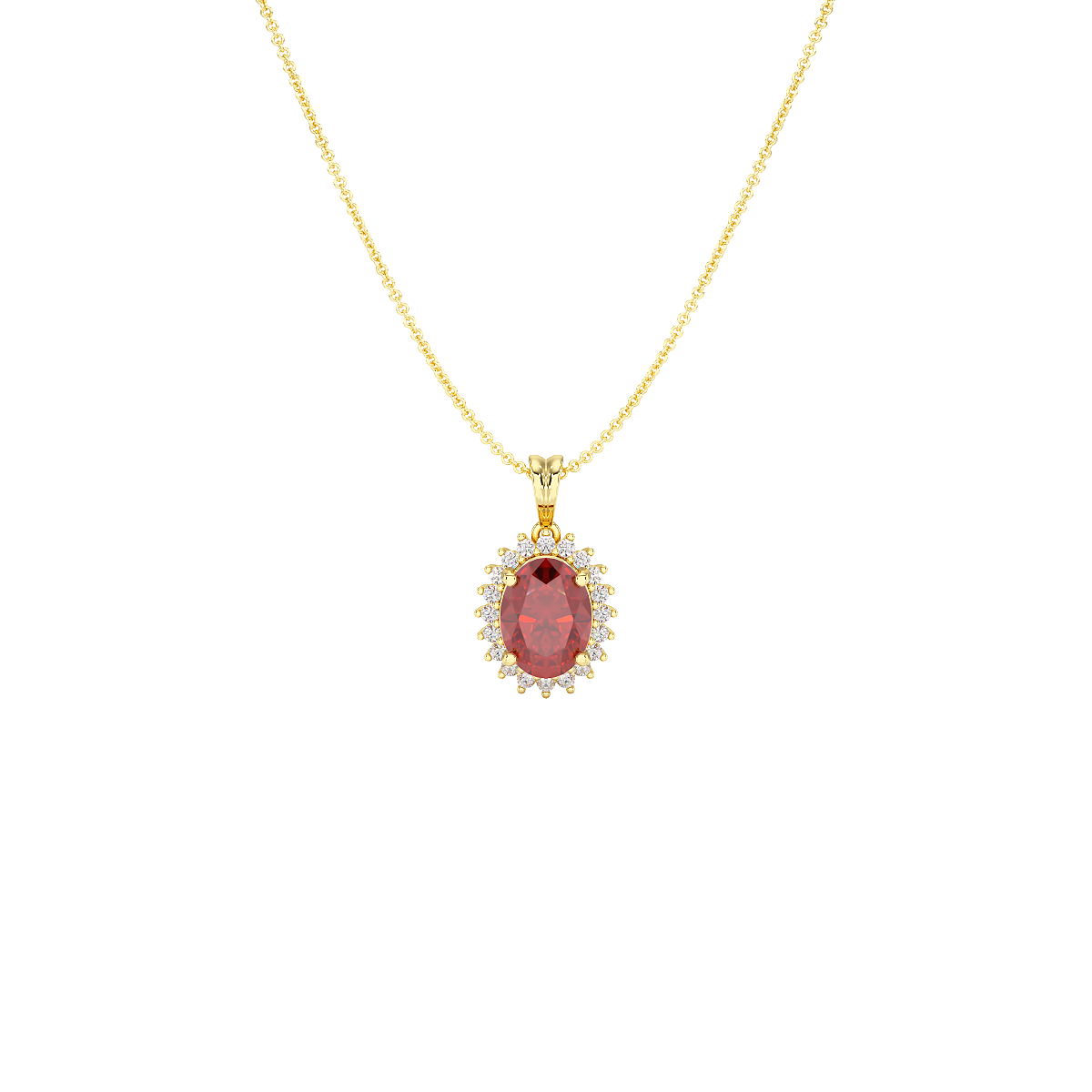 Oval Ruby Sunburst Pendant