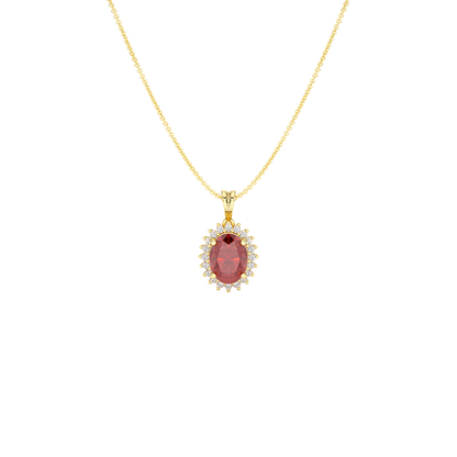 Oval Ruby Sunburst Pendant