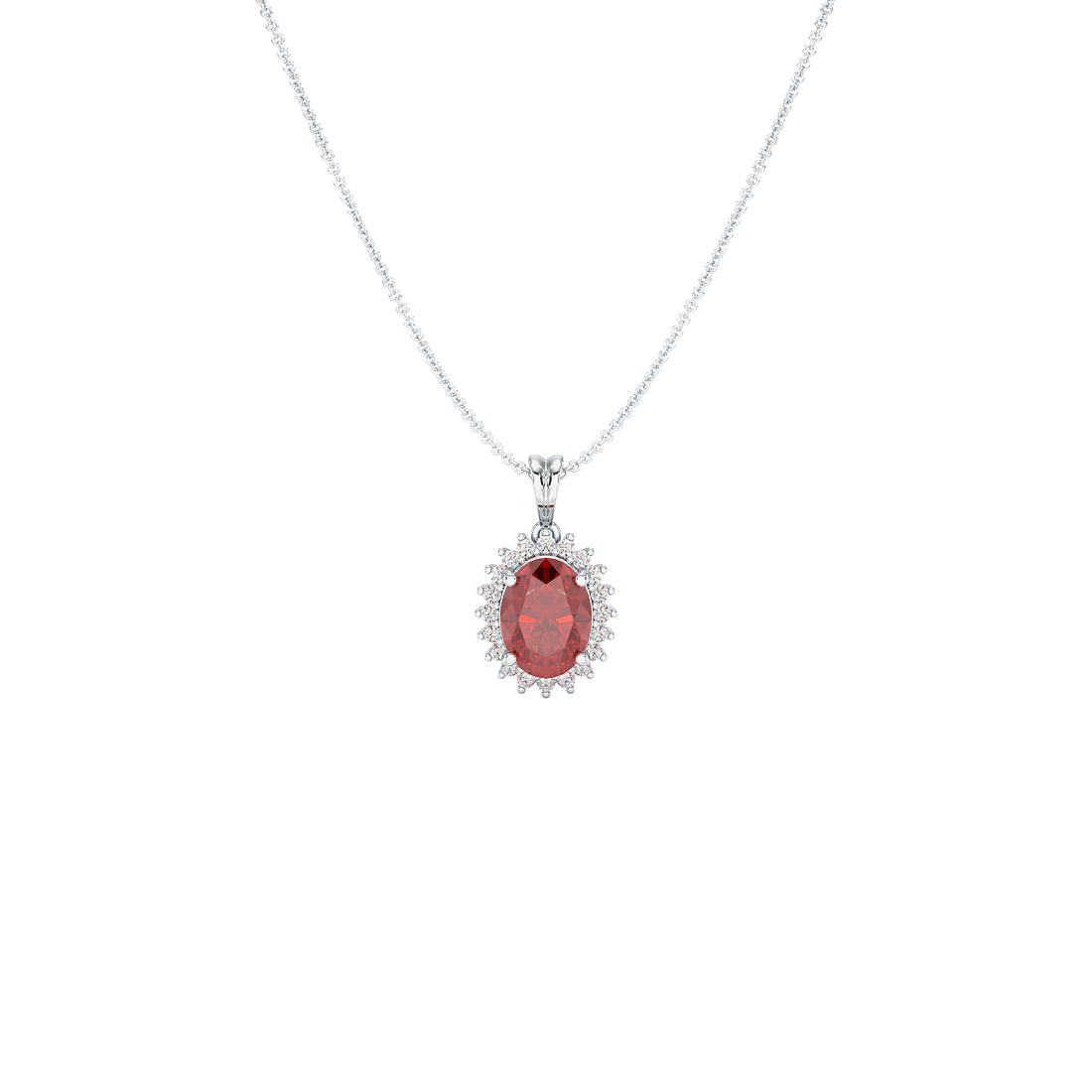 Oval Ruby Sunburst Pendant