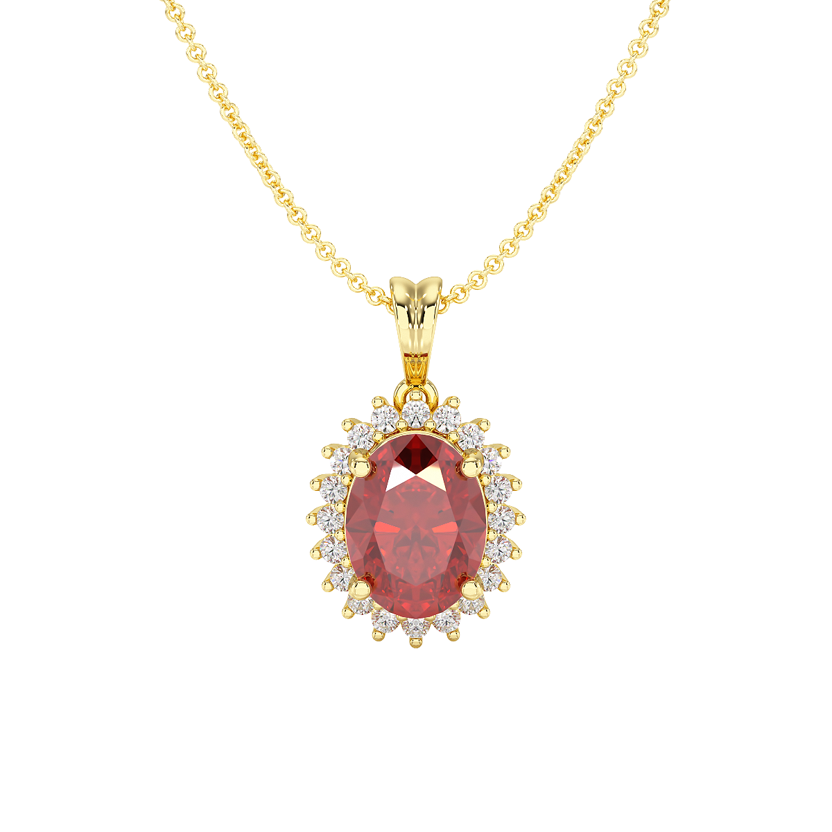 Oval Ruby Sunburst Pendant