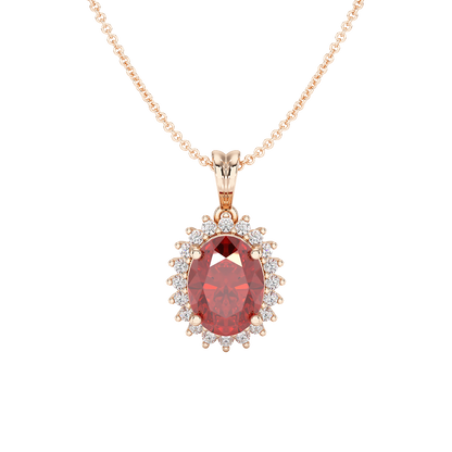 Large Oval Ruby Sunburst Pendant