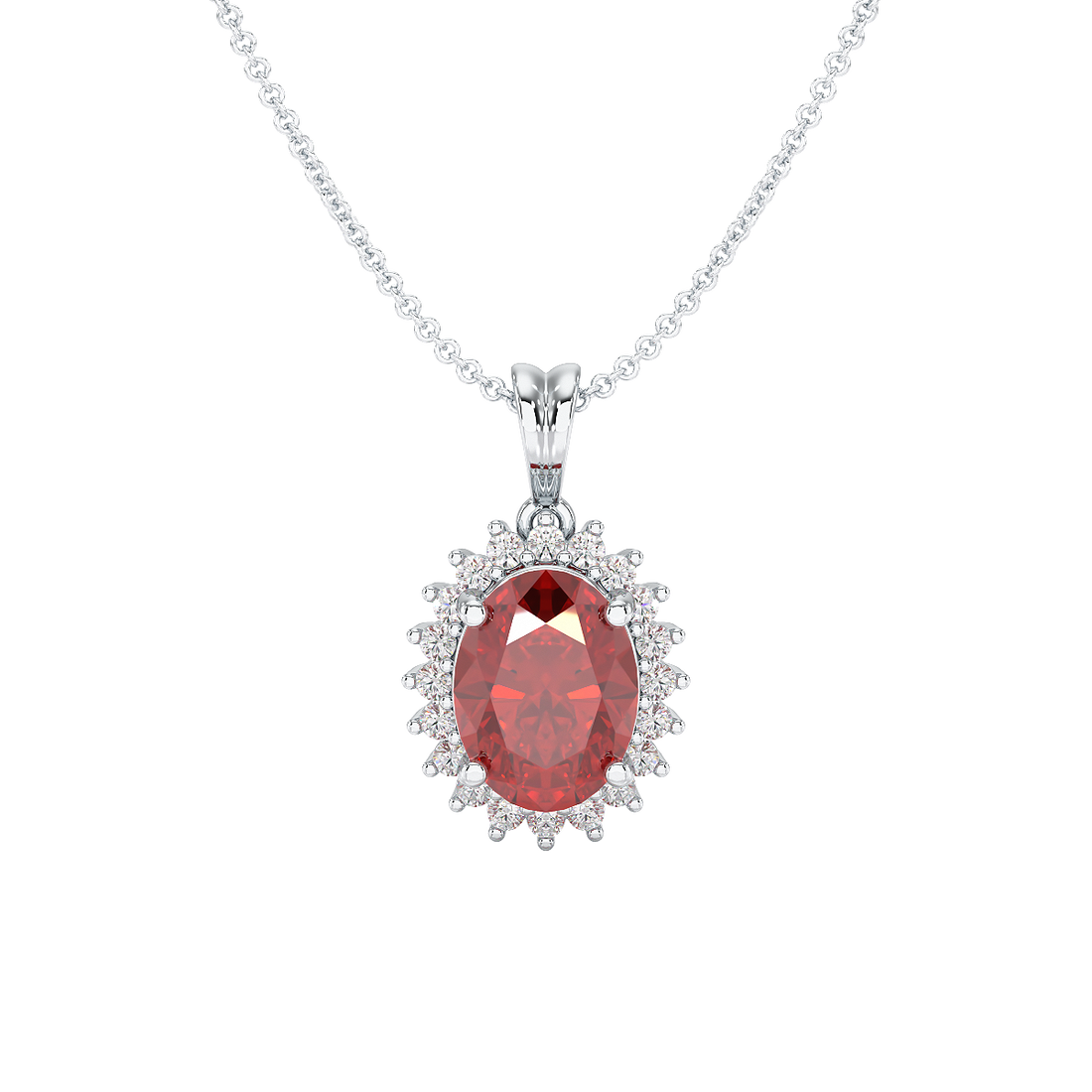 Large Oval Ruby Sunburst Pendant