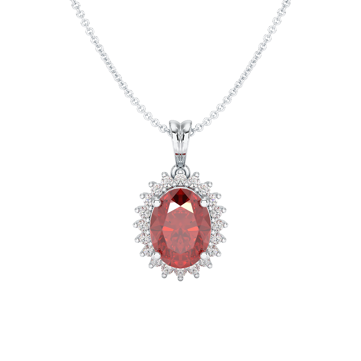 Large Oval Ruby Sunburst Pendant