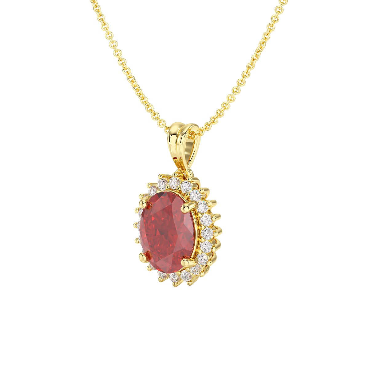 Oval Ruby Sunburst Pendant