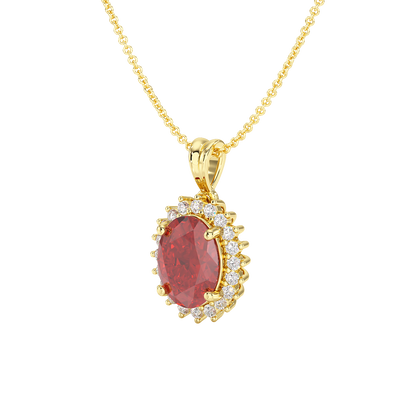 Oval Ruby Sunburst Pendant