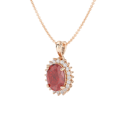 Large Oval Ruby Sunburst Pendant