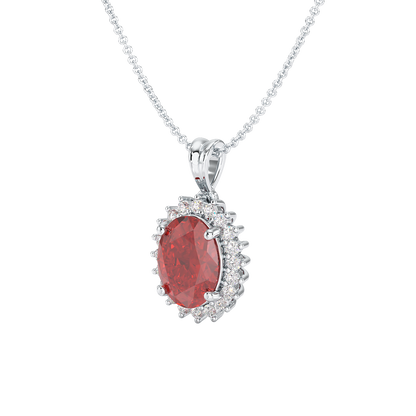 Oval Ruby Sunburst Pendant