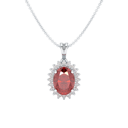 Oval Ruby Sunburst Pendant