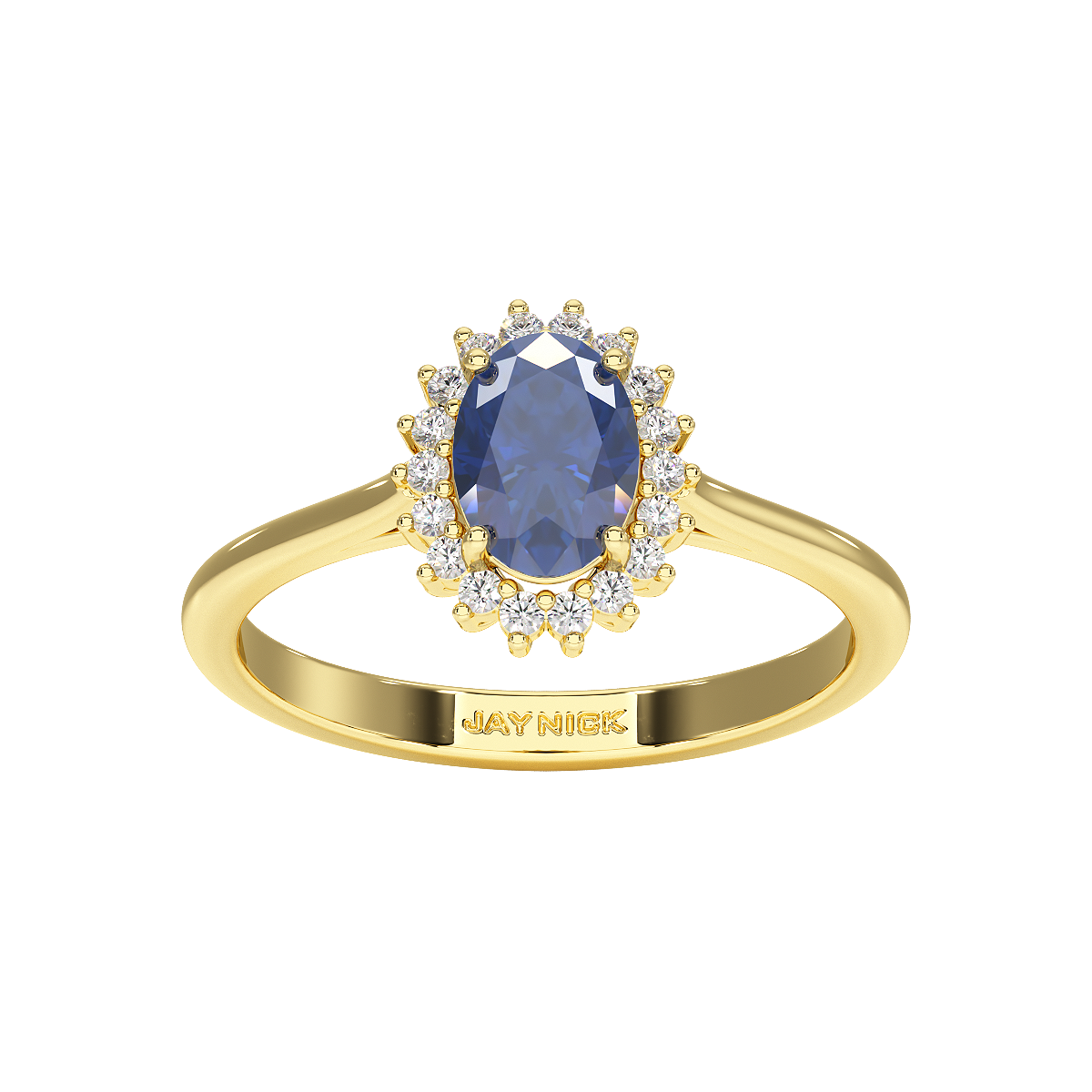 Oval Blue Sapphire Sunburst Ring