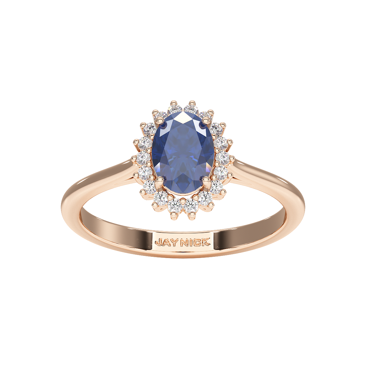 Oval Blue Sapphire Sunburst Ring