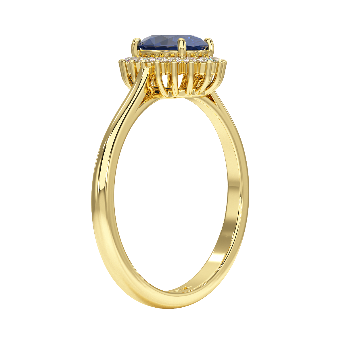 Oval Blue Sapphire Sunburst Ring