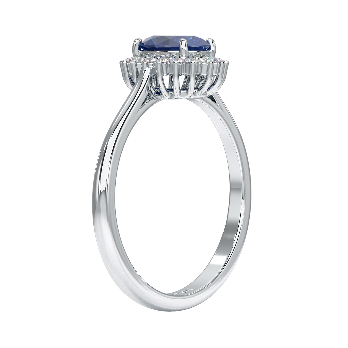 Oval Blue Sapphire Sunburst Ring