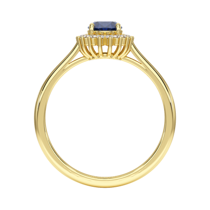 Oval Blue Sapphire Sunburst Ring