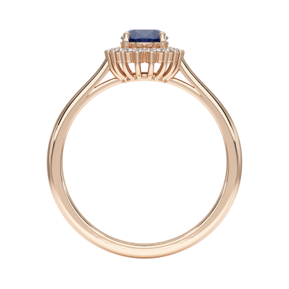 Oval Blue Sapphire Sunburst Ring