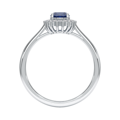 Oval Blue Sapphire Sunburst Ring