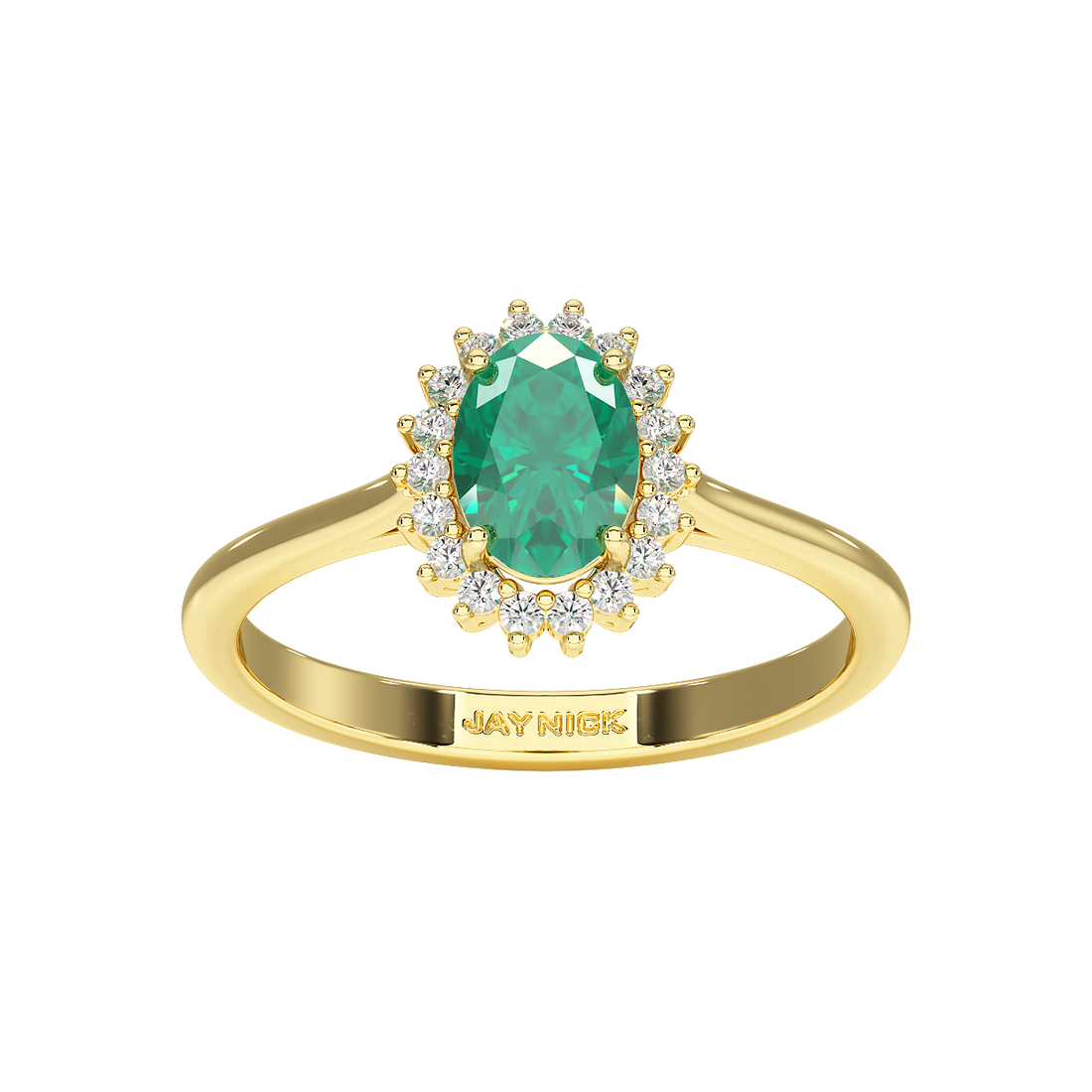 Oval Emerald Sunburst Ring