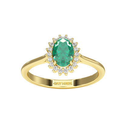 Oval Emerald Sunburst Ring