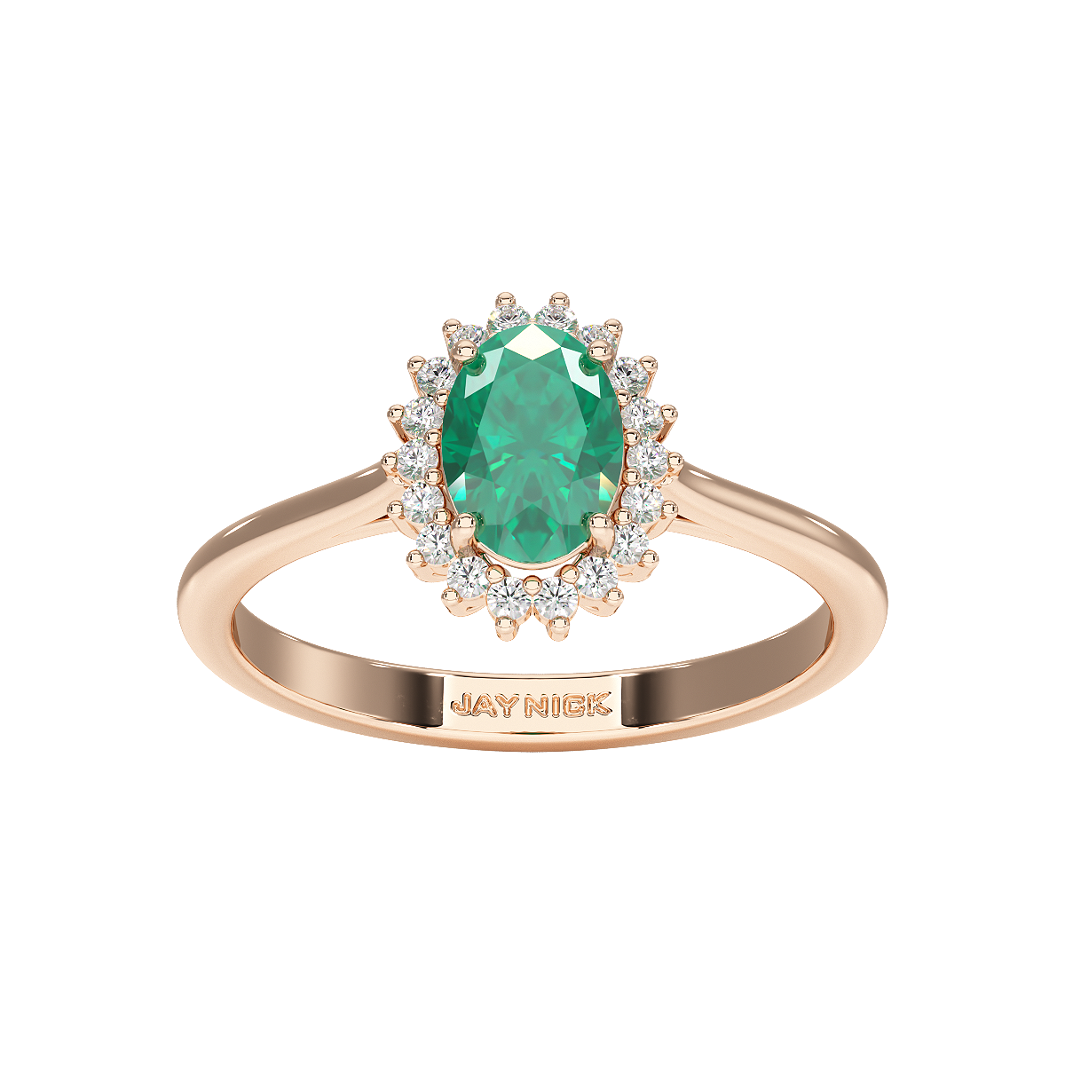 Oval Emerald Sunburst Ring