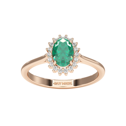 Oval Emerald Sunburst Ring