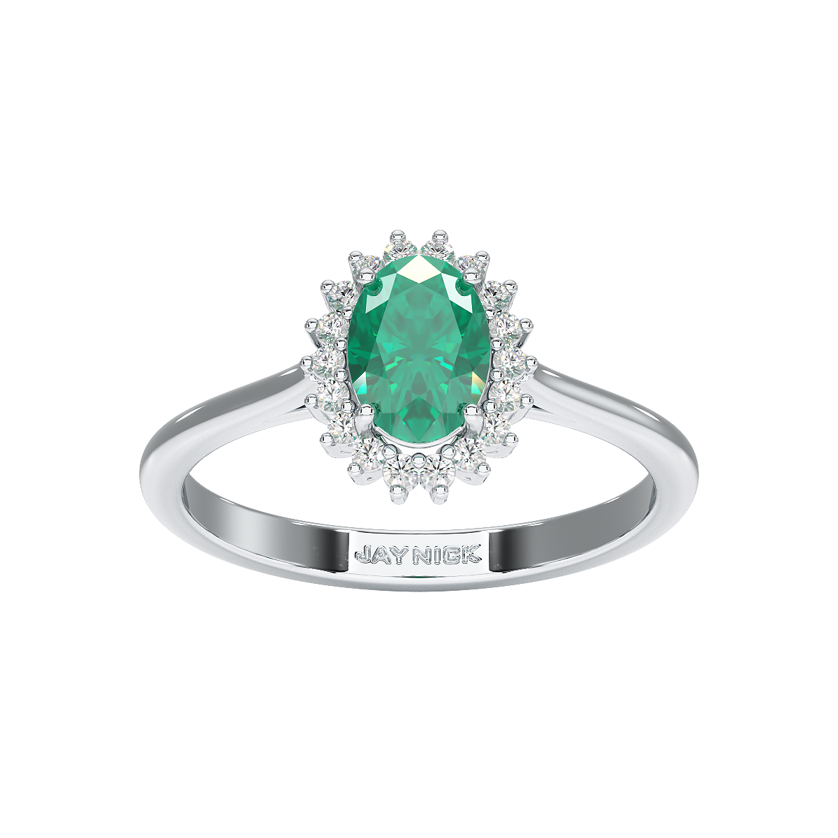 Oval Emerald Sunburst Ring