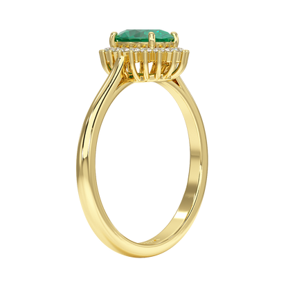 Oval Emerald Sunburst Ring