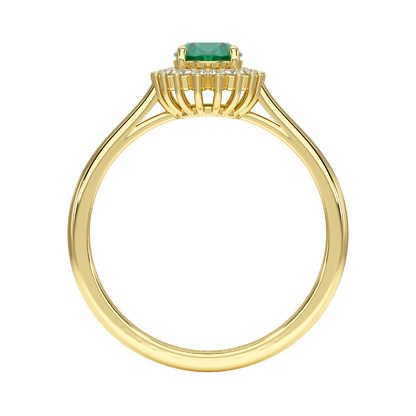 Oval Emerald Sunburst Ring