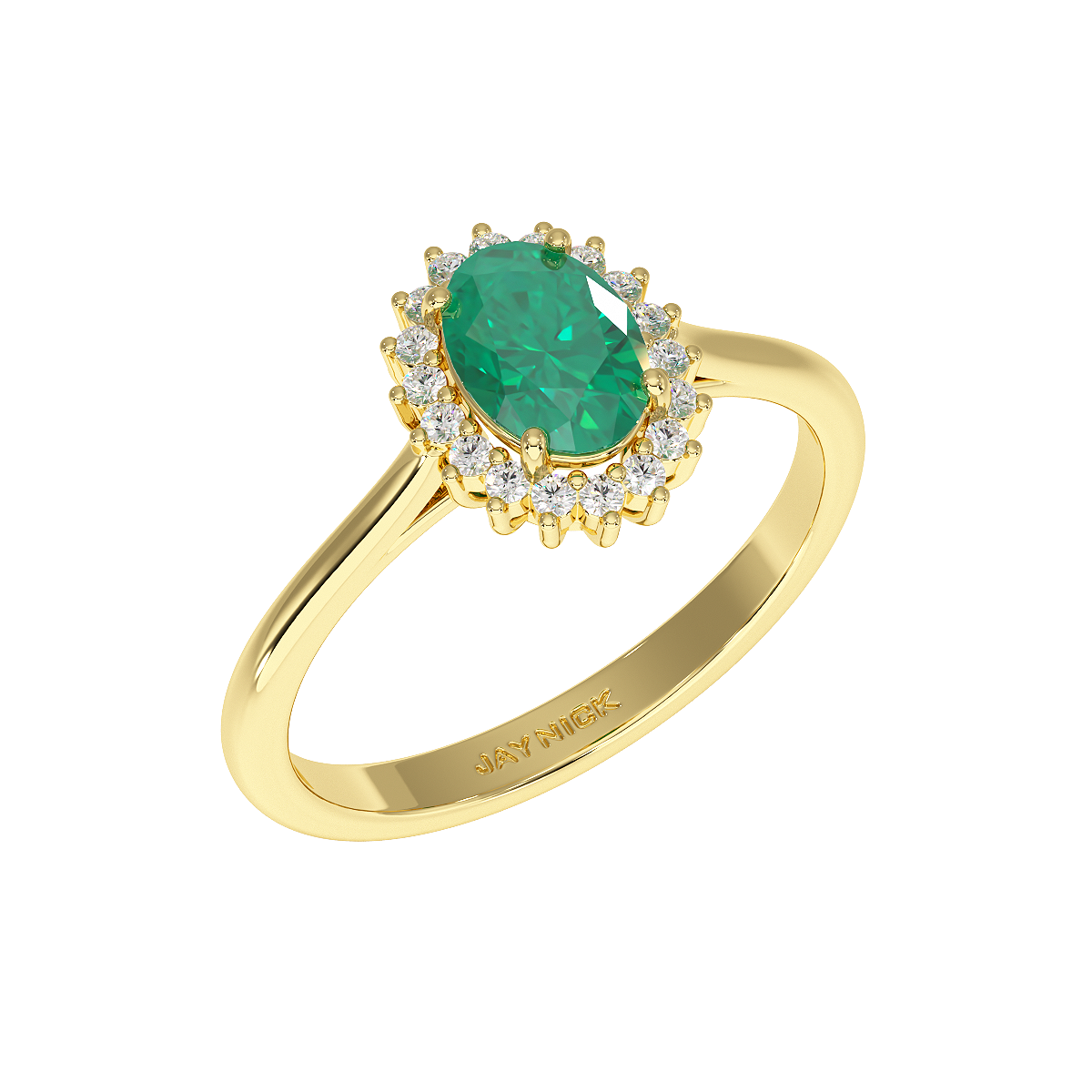 Oval Emerald Sunburst Ring