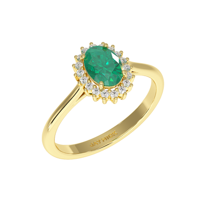 Oval Emerald Sunburst Ring