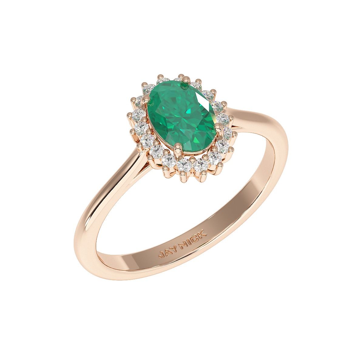 Oval Emerald Sunburst Ring